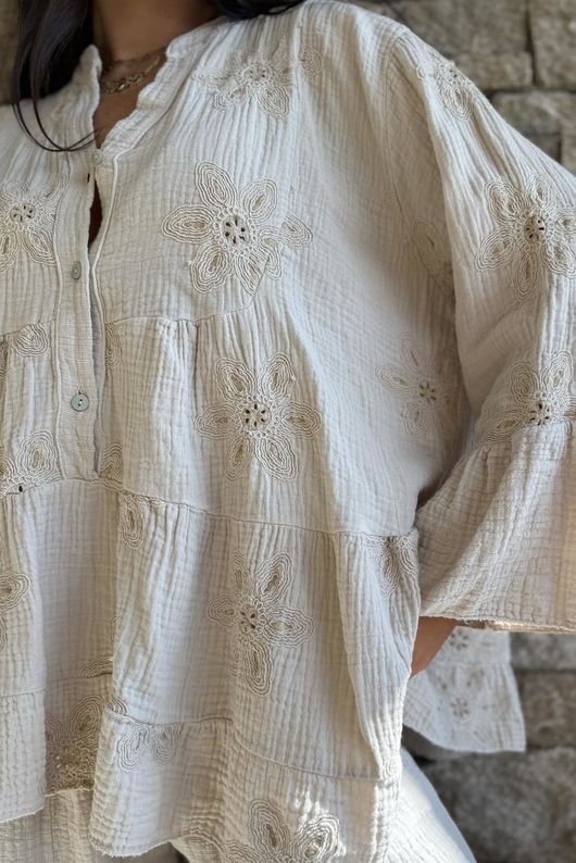 Santos Cotton Zahra Embroidered Smock Stone /10=